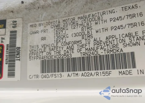 2014 Toyota Tacoma from USA, damaged, VIN 5TFPX4EN3EX022563